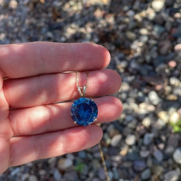 14k Gold & London Blue Topaz Necklace